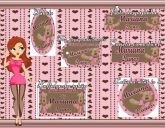 Artes digitais Tema Marrom e Rosa com ursas
